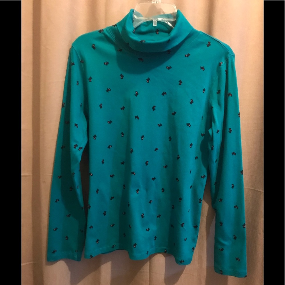 St John’s Bay L green Scottie Dog print turtleneck